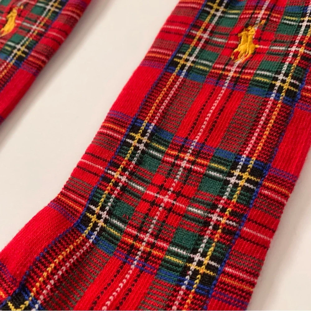 New Ralph Lauren Red plaid long socks